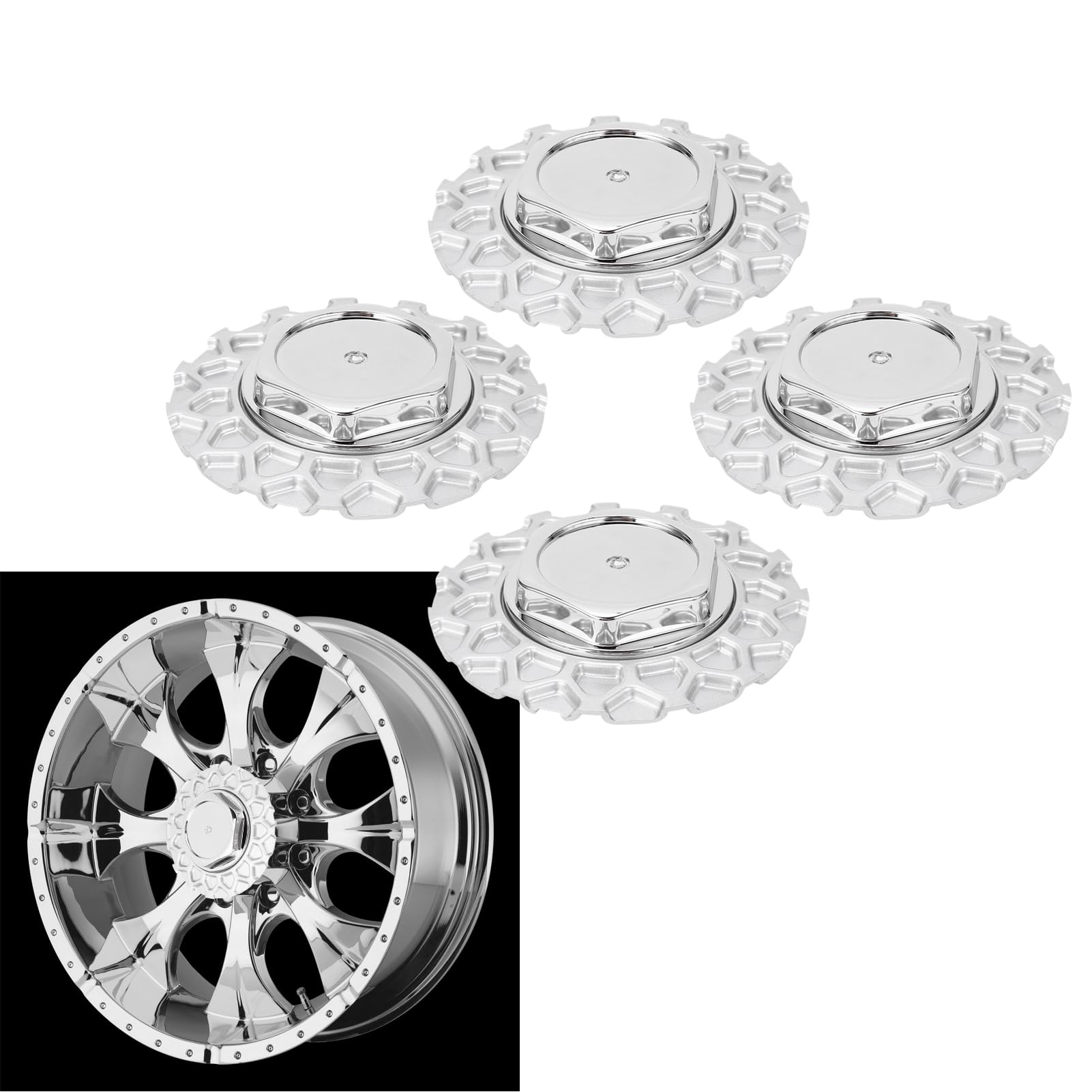 Capuchon de Centre de Roue Argenté, 4 Pièces Capuchon de Centre de Roue 157 Mm Structure Stable en Argent Forme de Capuchons de Moyeu de Jante de Voiture Universels pour Véhicules