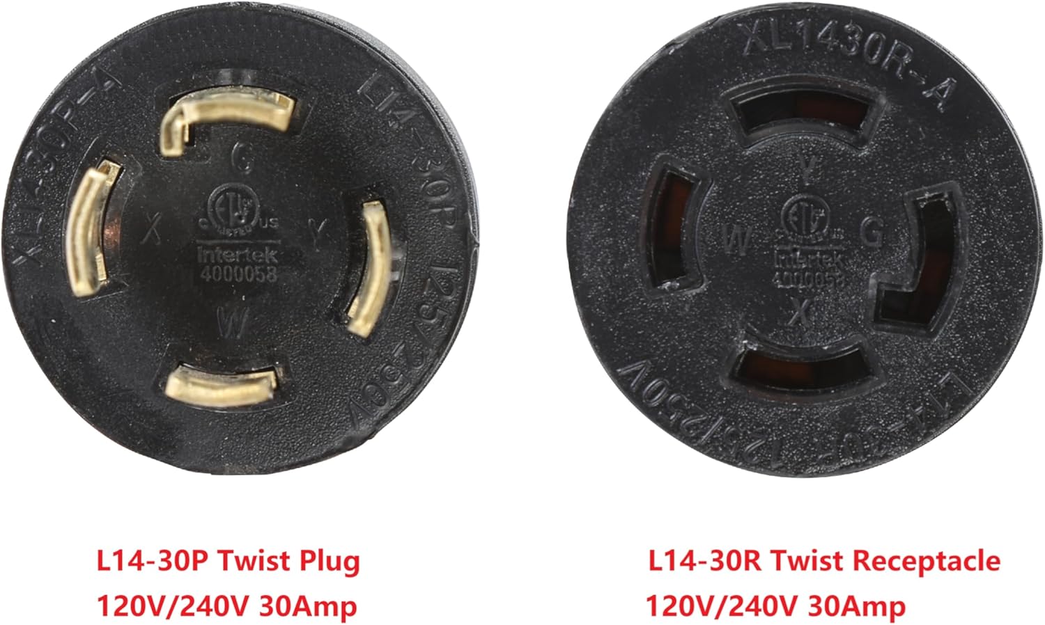 NEMA L14-30P to L14-30R 4 Feet Hydraulic Magnetic ON Off Switch Current Protector 120V/240V 30 Amp 4 Prong Twist Lock Male Plug to 4 Prong Female Outlet Receptacle Extension Cable Power Cord Adapter