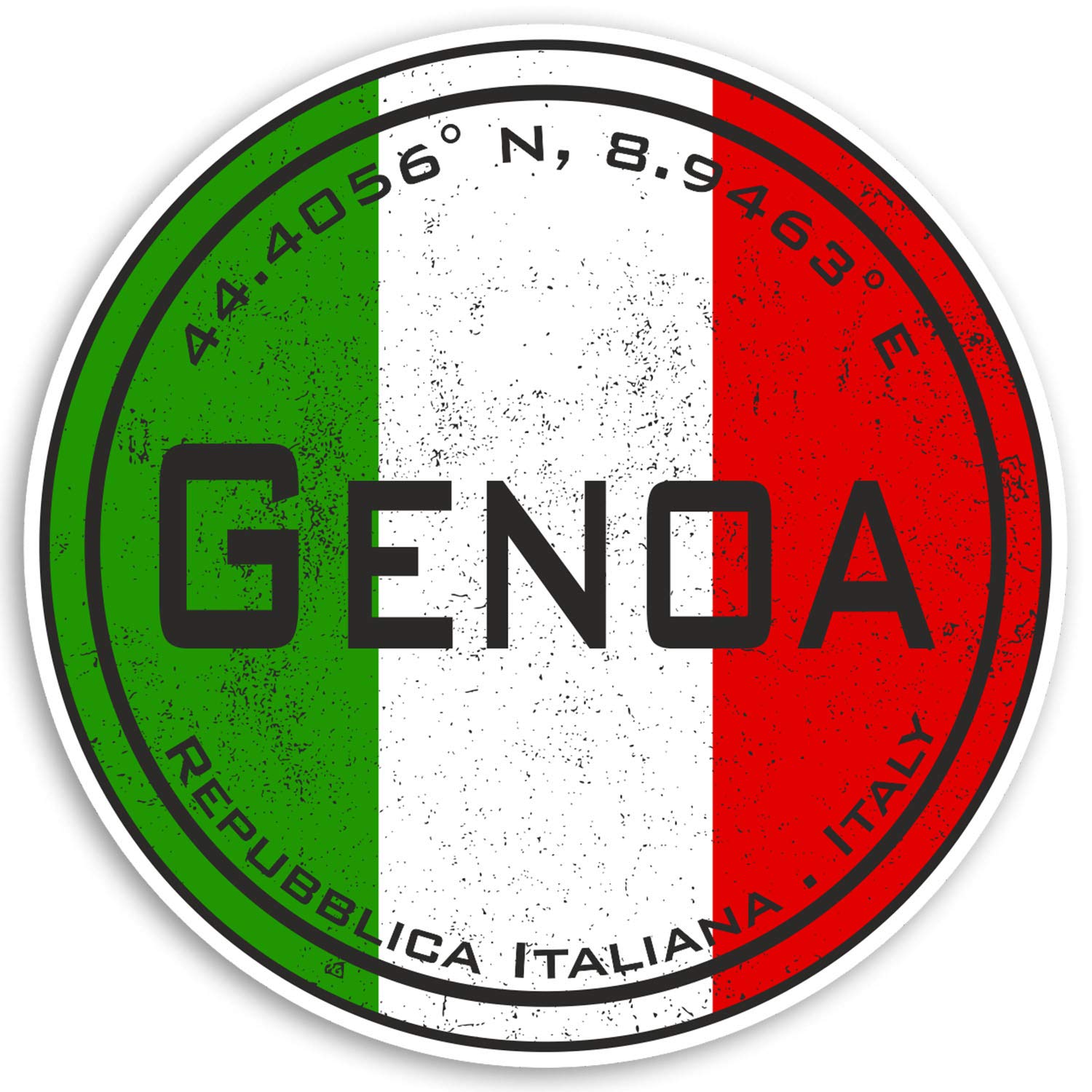 Destination Vinyl Ltd Multi 2 X 10Cm Genoa Italy Vinyl Stickers - Travel Italian Flag Sticker Luggage #20494 (10Cm Wide)