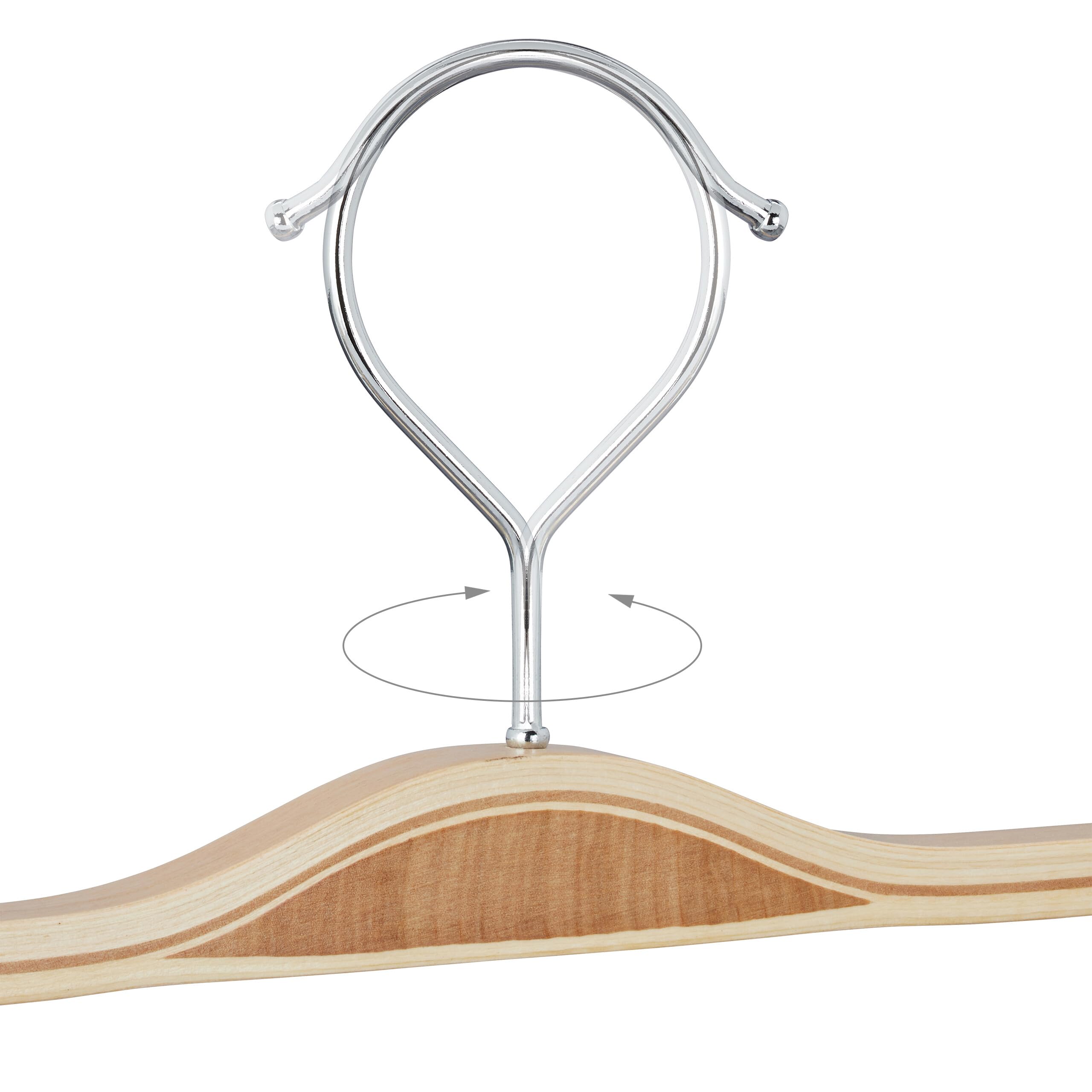 Relaxdays Cintres à Pantalon, Lot de 12, Pinces Flexibles, pour Pantalons et Jupes, 37,5 cm, Bois, métal, Nature/argenté