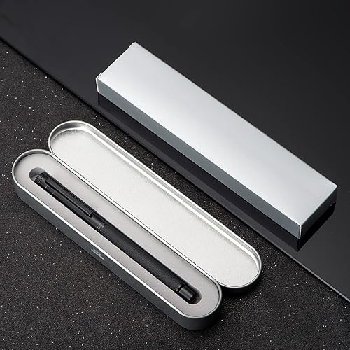 Miniatura 63 de Hongdian Black Forest - Pluma estilográfica de punta media, diseño clásico con convertidor y estuche de metal Negro -,Azul,Latón,Fibra de