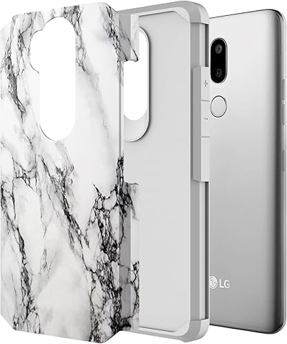 Miniatura 7 de Rosebono - Funda para LG G7 Thinq, delgada híbrida de doble capa a prueba de golpes, cubierta dura gráfica de moda, linda funda de silicona colorida