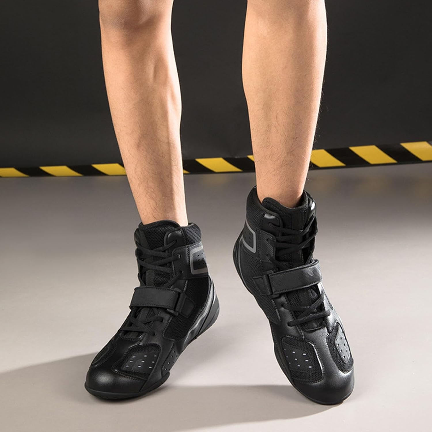 Rubber Sole High Top Boxing Shoes, Unisex-Adult Men's Wrestling Shoes Lightweight Comfortable for Gym Weightlifting Combat Footwear