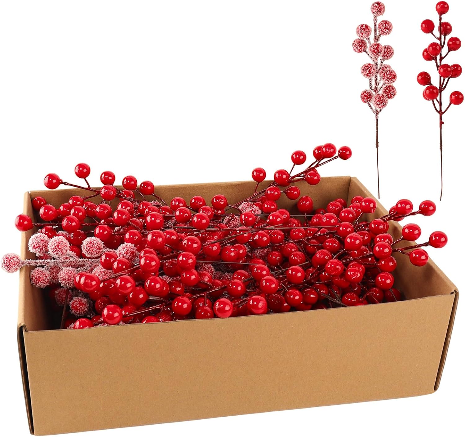 60 Pack Red Berries Stems for Christmas Tree Decorations, Artificial Red Berry Stems,Christmas Decor Christmas Tree Decorations Crafts Wedding Holiday Season Winter Décor Home Decor
