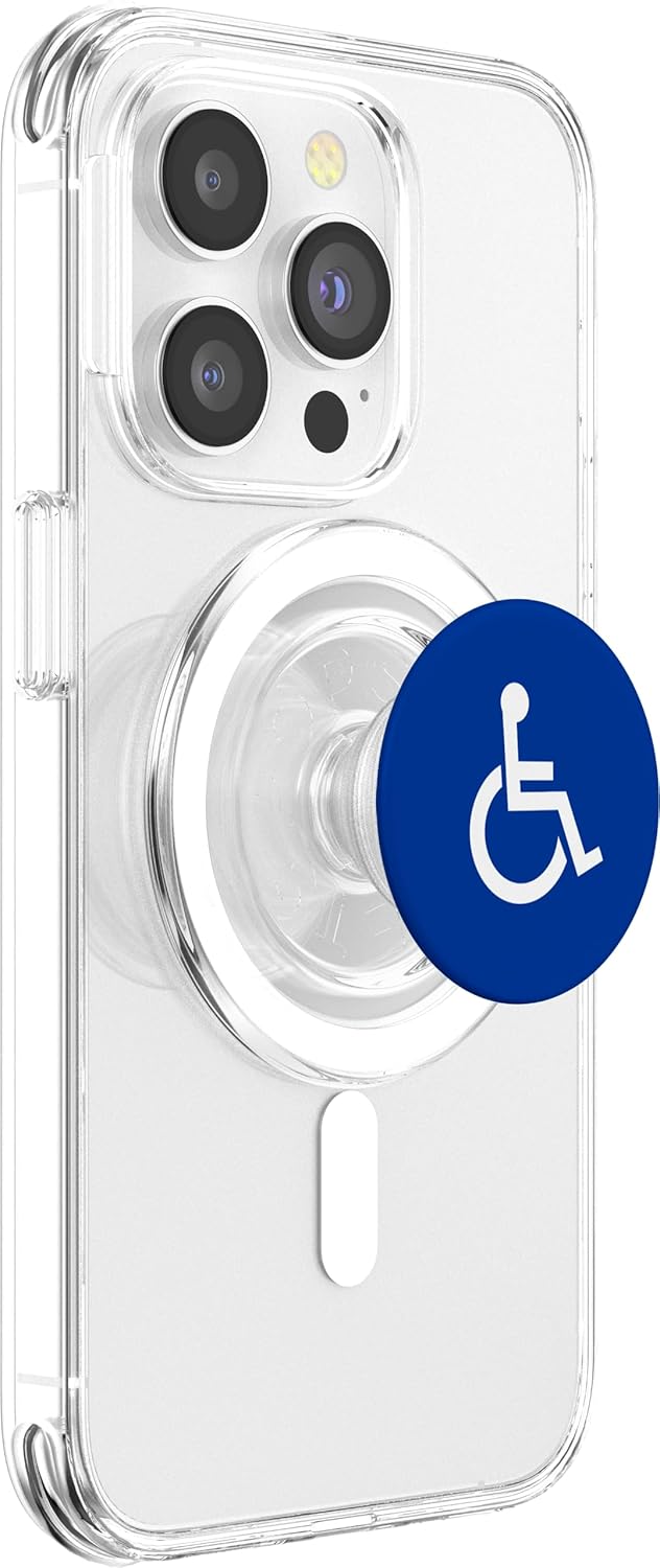 Blue and White Universal Handicap Access Symbol Sign PopSockets MagSafe PopGrip for iPhone