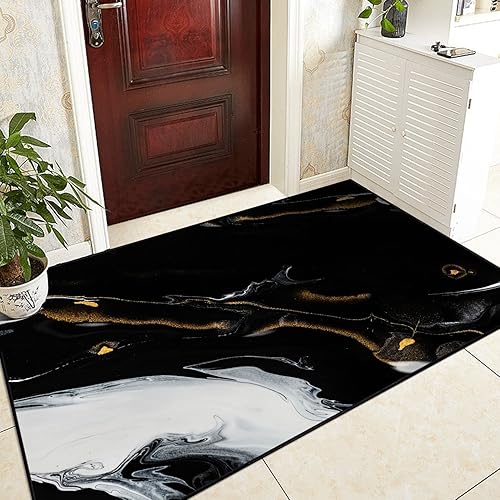 Miniatura 7 de Modern Abstract Collection - Alfombra de área de 3 x 5 pies, lavable, antideslizante, con textura de mármol, alfombra para dormitorio, comedor,