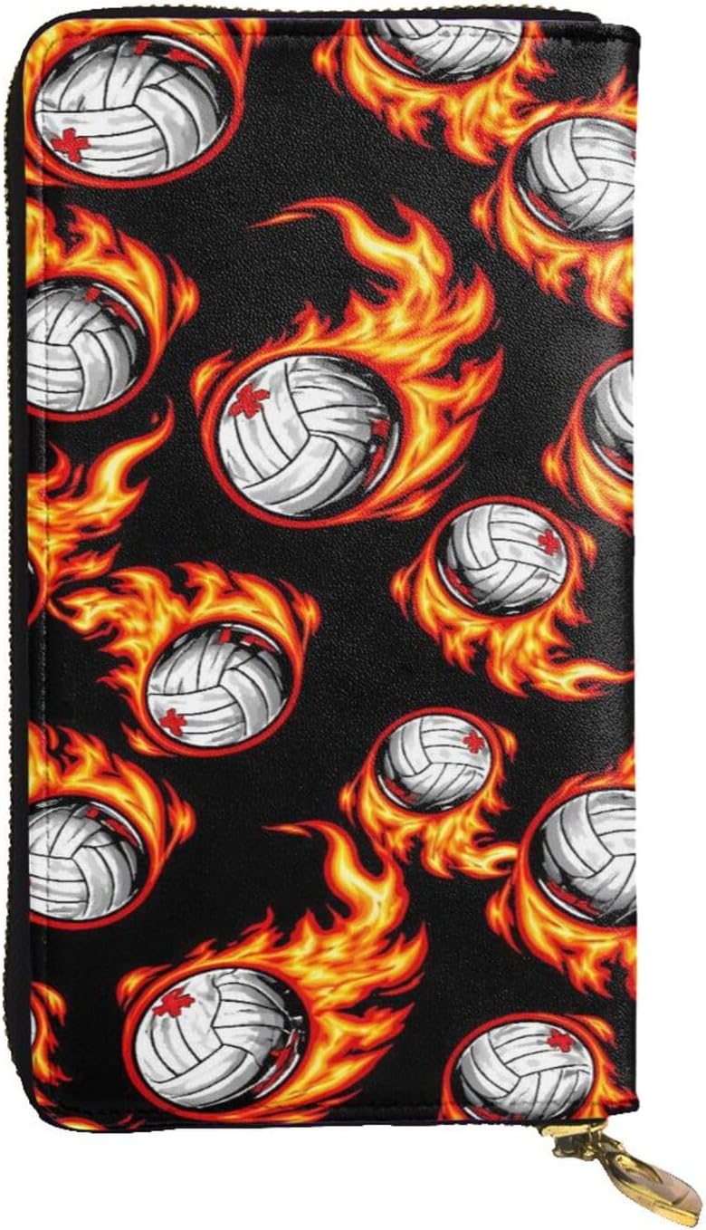 Fun Leopard Print Basketball Hand Held Wallet with Zipper Leather Waterproof Unisex