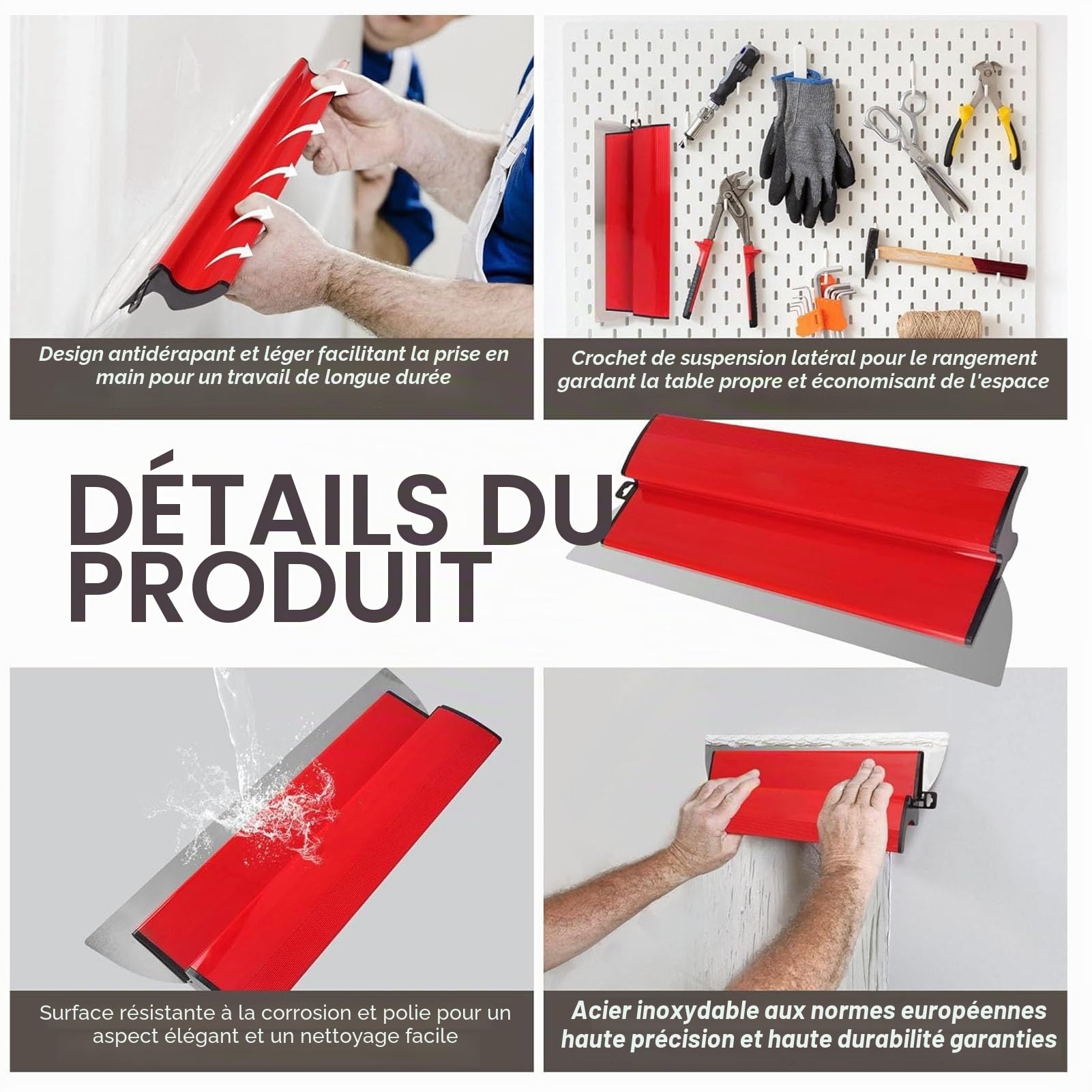 Ensemble de lames d'écrémage pour cloisons sèches, 9.84in 15.75in 23.62in Lames d'écrémage Poignée ergonomique Lames remplaçables Outils d'écrémage pour cloisons sèches