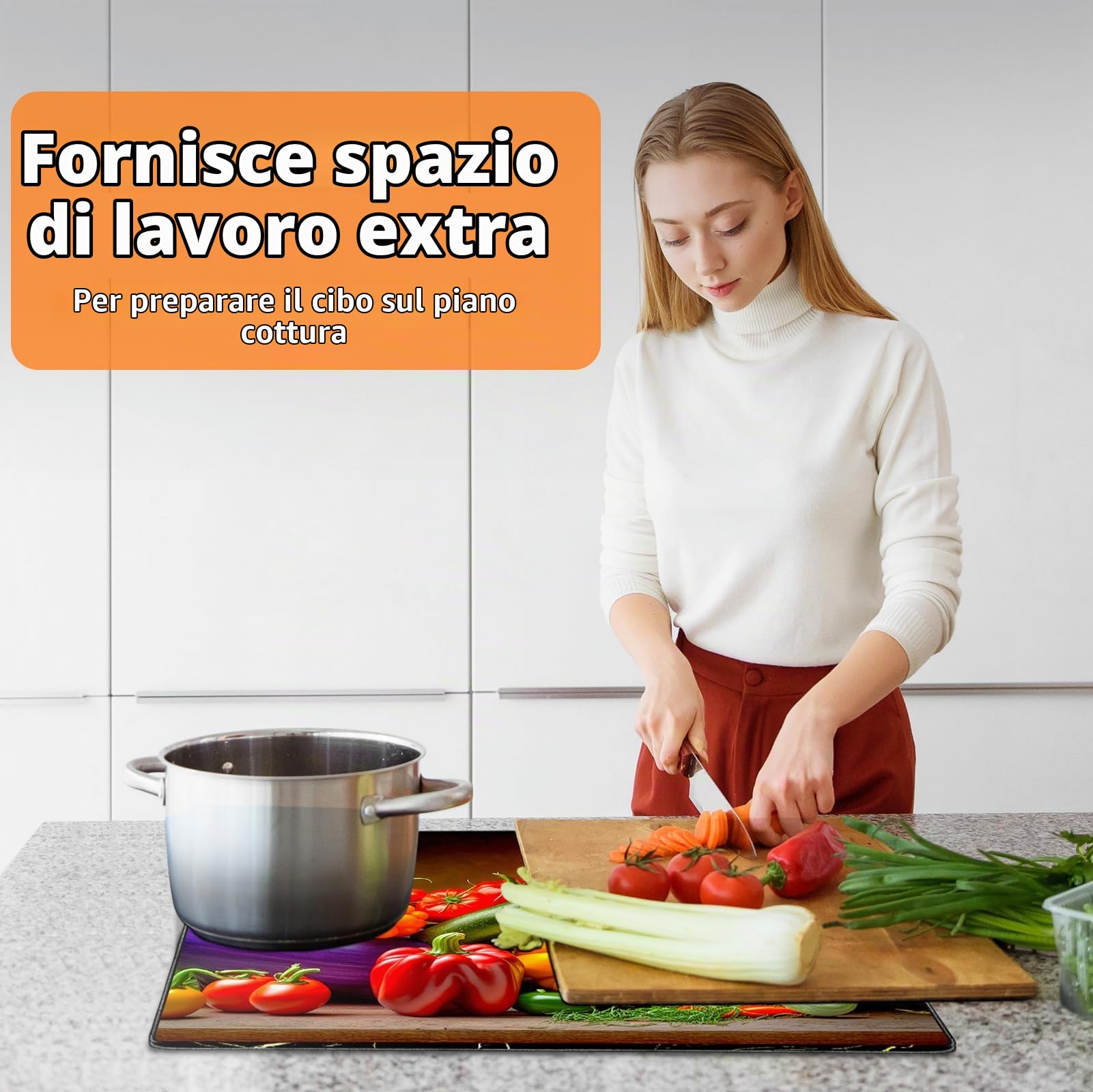 Copri-piano cottura elettrico (61x53cm), Copri-piano cottura in vetro, Copri-materasso per resistente al calore, Lavabile in lavastoviglie.