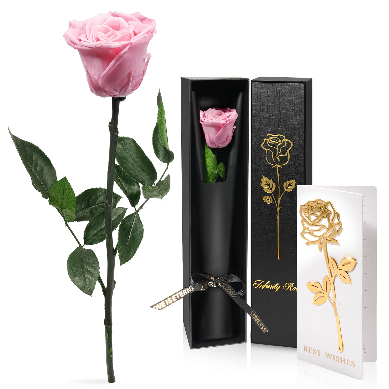 Yamonic Ewige Rose Geschenke für Frauen, Infinity Rosen mit Stiel,Konservierte Blumen Geschenk für Mama, Echte Rose in Geschenkbox für Frauen,Rose Valentinstag Geburtstagsgeschenk