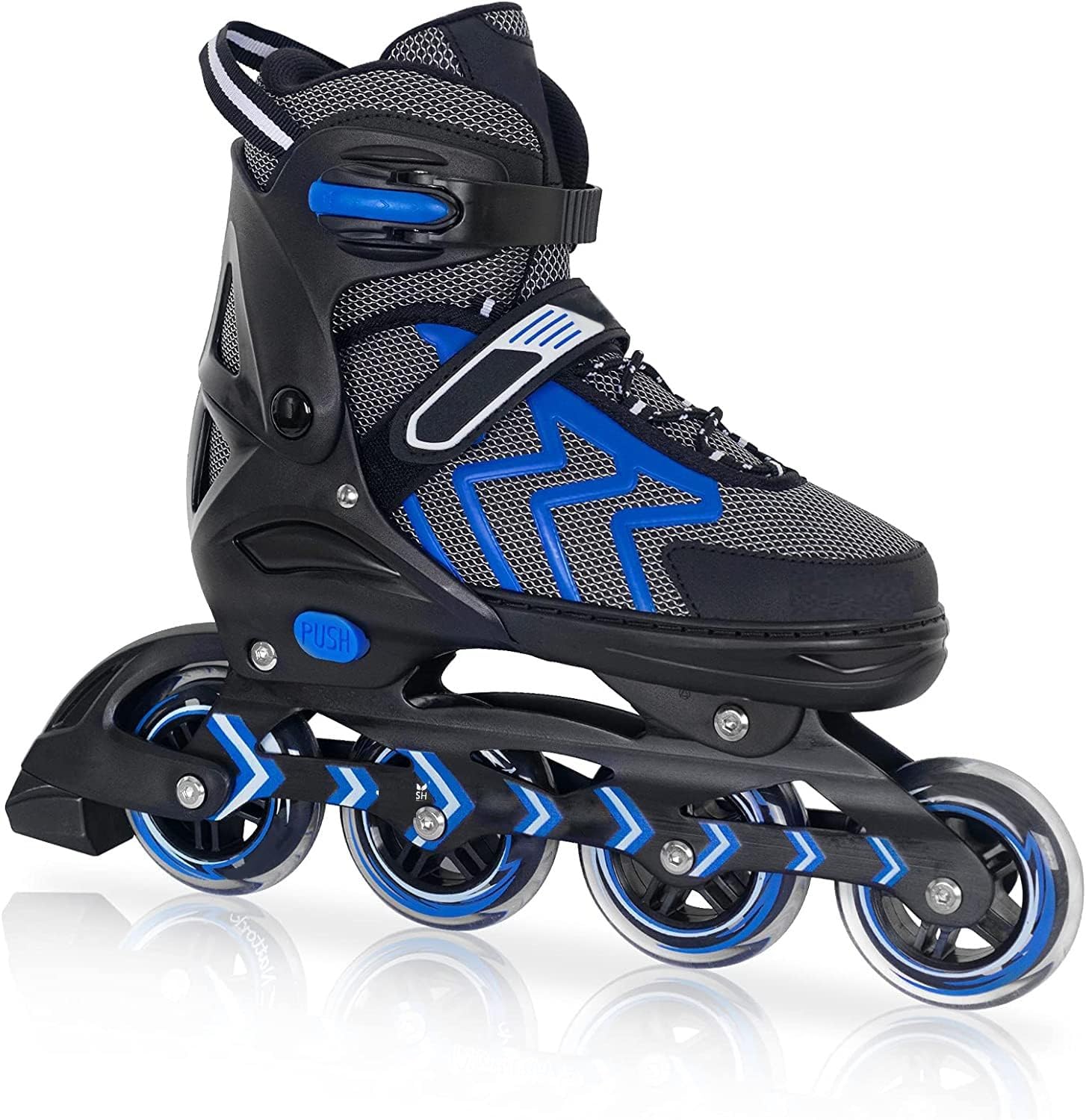 COUCHLY Adjustable Inline Roller Skates 4 Wheel Inline Skates Skating Shoes for Boys and Girls Age 6 to 10 Years Liner Roller Skates for Kids Liner Roller Skates Outdoor Skates (Blue) (Medium)