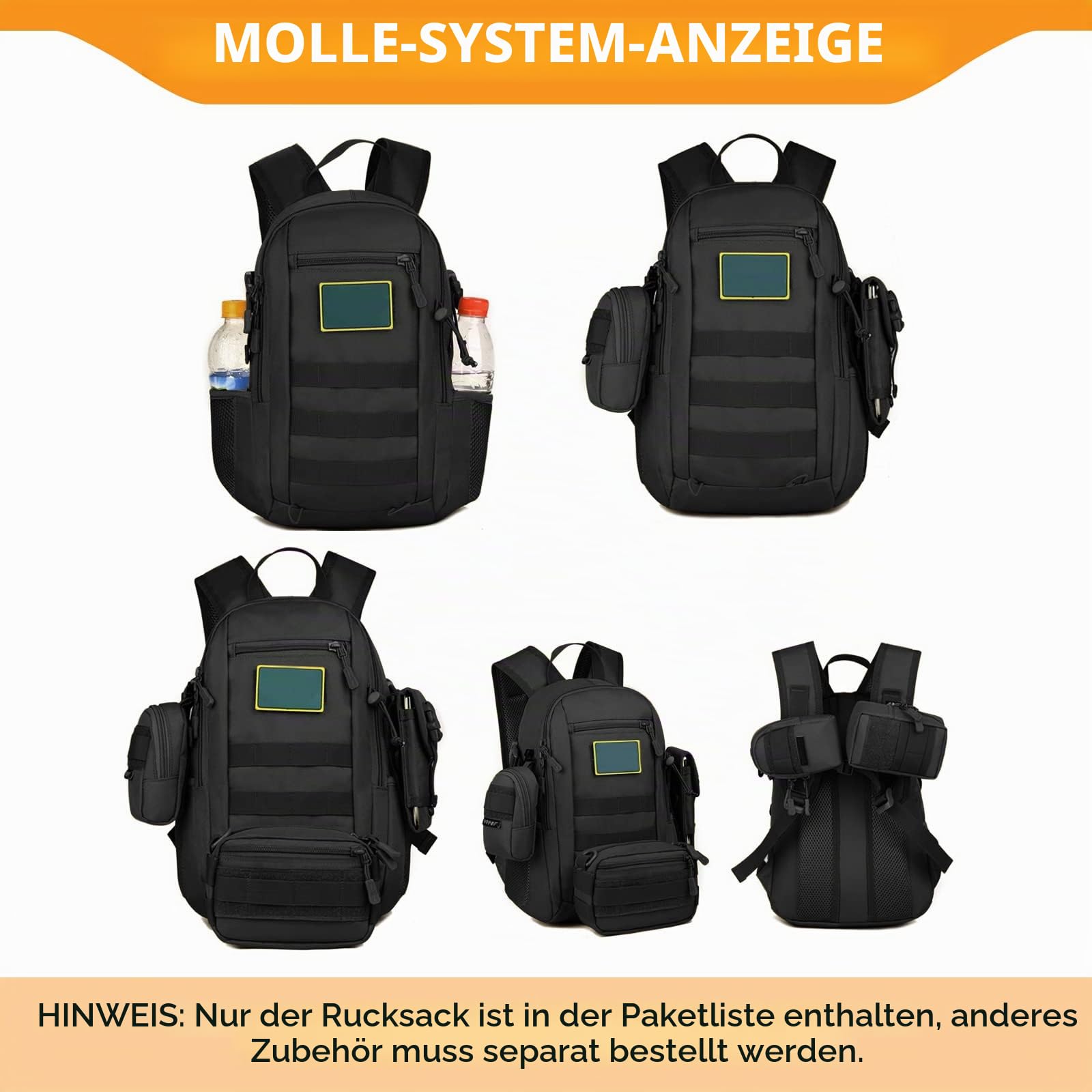 HUNTVP 12L/ 15L/ 20L/ 30L Mini Rucksack Taktisch Wanderrucksack Molle Schultasche Daypack Militärisch Schulrucksack Studenttasche Unitasche Sporttasche Laptoptasche für Outdoor Sport