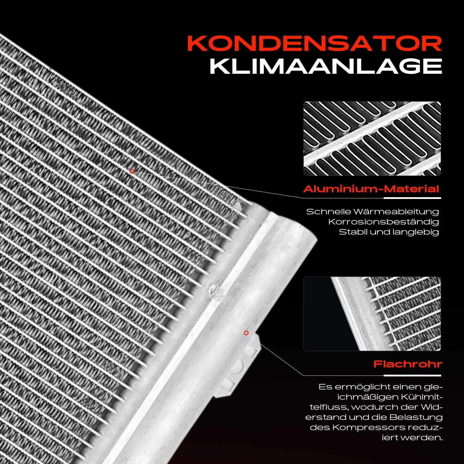 Frankberg Kondensator Klimaanlage mit Trockner Kompatibel mit Viano W639 2.1L-3.7L 2007-2013 Vito/Mixto Kasten W639 2.1L-3.7L 2004-2014 Replace# 6398350270