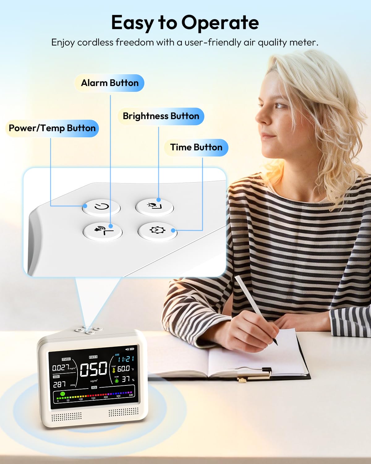 16-in-1 Air Quality Monitor Indoor CO2 Monitor 9 Readings 7 AQI Alerts — Amazon image 7