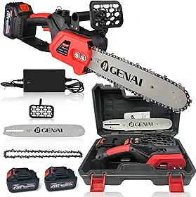 Motosserra Elétrica Sem Fio 21V, 12 Polegadas, Motor de Cobre Puro, 1200W, Com 2 Baterias e Carregador