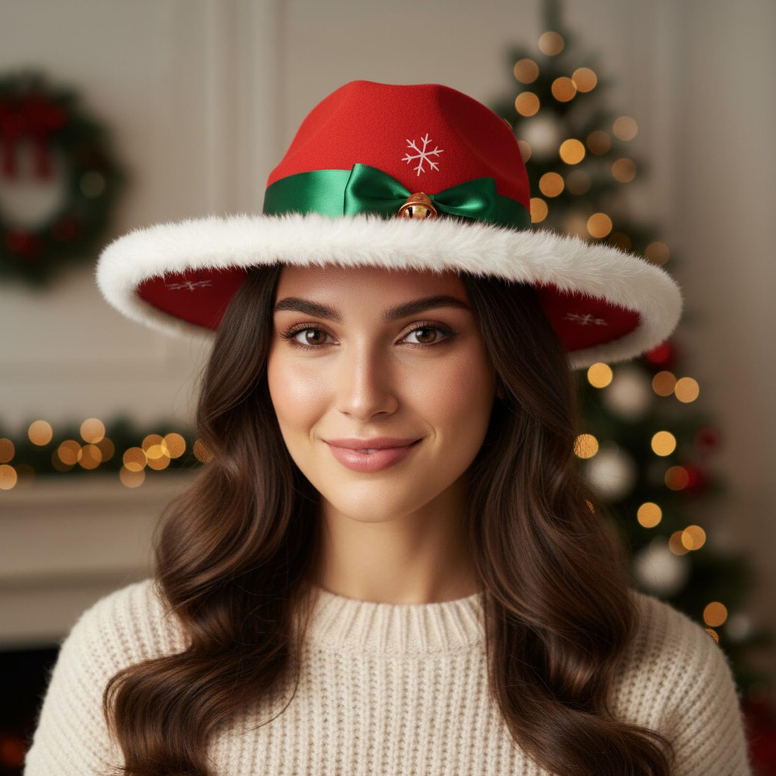 Bonnet de Noël accrocheur avec bonnet en laine unisexe pour le