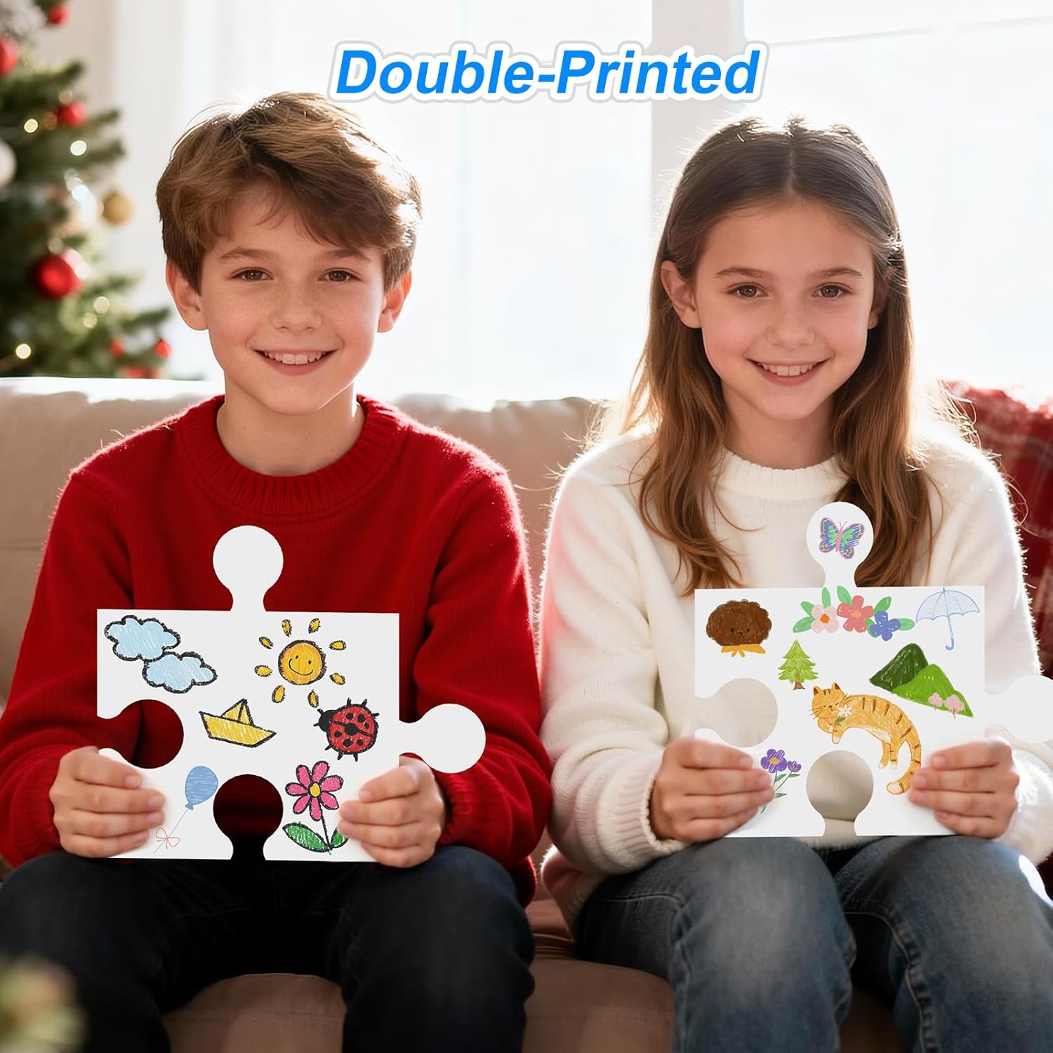 35 Pcs Blank Puzzle Pieces to Draw on, Make Your Own Puzzle Jigsaw, Large White Blank Puzzles Piece Bulks DIY Cardboard Jigsaws for Drawing, Coloring, Classroom & Crafts Project (35, 9 X 8 Inches)