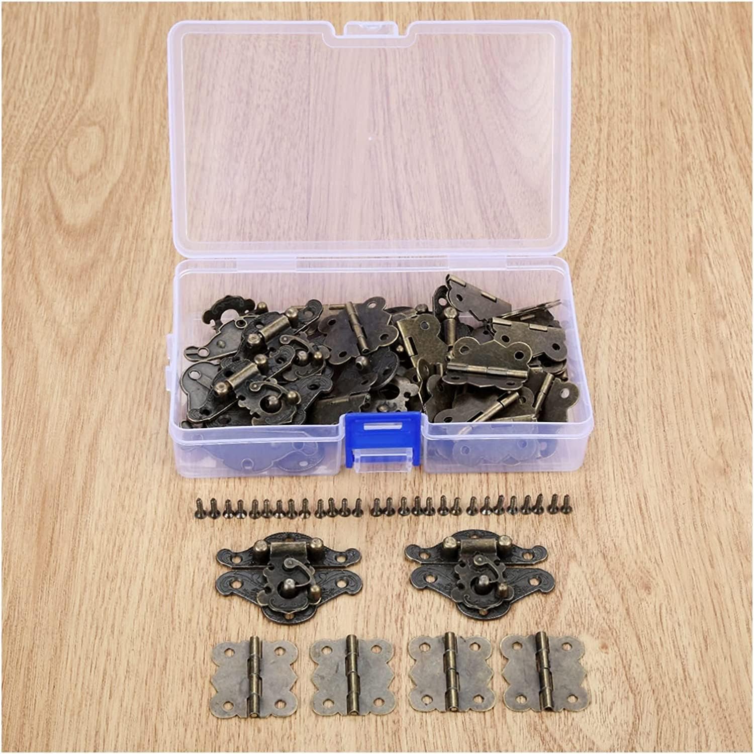 Combination Padlocks ，Safe Padlock, Locker Lock Antique Retro Hasp Lock Buckle Hook Eye Latch,12 Pieces Bronze Locks, Decorative Door Latches, Buckles, Wooden Jewelry Boxes, Padlocks + 24 Pieces of C