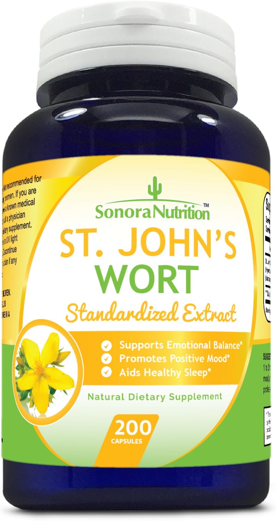 St. John’s Wort Standardized Extract with 0.3% Hypericin 300 mg, 200 Capsules