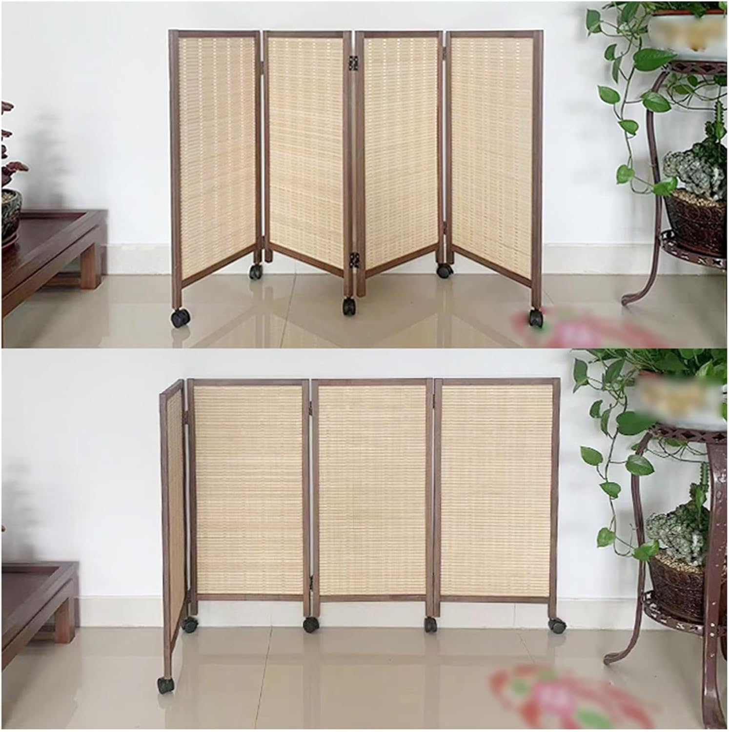 Movable Foldable Privacy Screen, Double-hinged Room Divider Wall, Freestanding Partition Suitable for Home Offices, Gardens, and Patios(100x40cm-3 Panels)