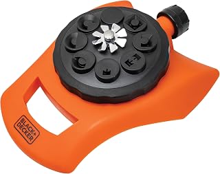 Black + Decker® 8-Pattern Turret Sprinkler – Up to 962 Sq. Ft. Coverage, Durable Build, Versatile Spray Options BD57392