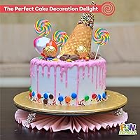 Vista 5 de Paletas grandes de arco iris y remolino (6 grandes) sabor a cereza y caramelo envuelto individualmente