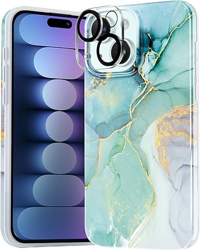 luolnh Funda dorada brillante compatible con iPhone 15 Plus, diseño de mármol, a prueba de golpes, delgada y suave, funda de silicona para iPhone 15