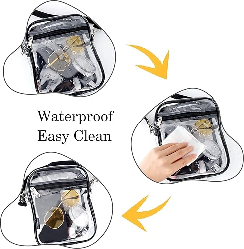 Miniatura 5 de KETIEE Bolso cruzado transparente, aprobado para estadios, para conciertos, eventos deportivos, festivales G1-negro