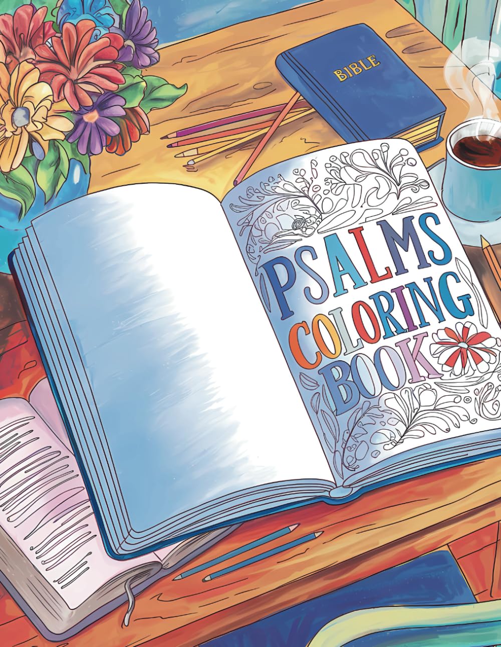 Psalms Coloring Book: 53 Joyful, Powerful, Peaceful Pictures Illustrating Verses From The Bible For Christians To Color And Reflect On Their Meanings.