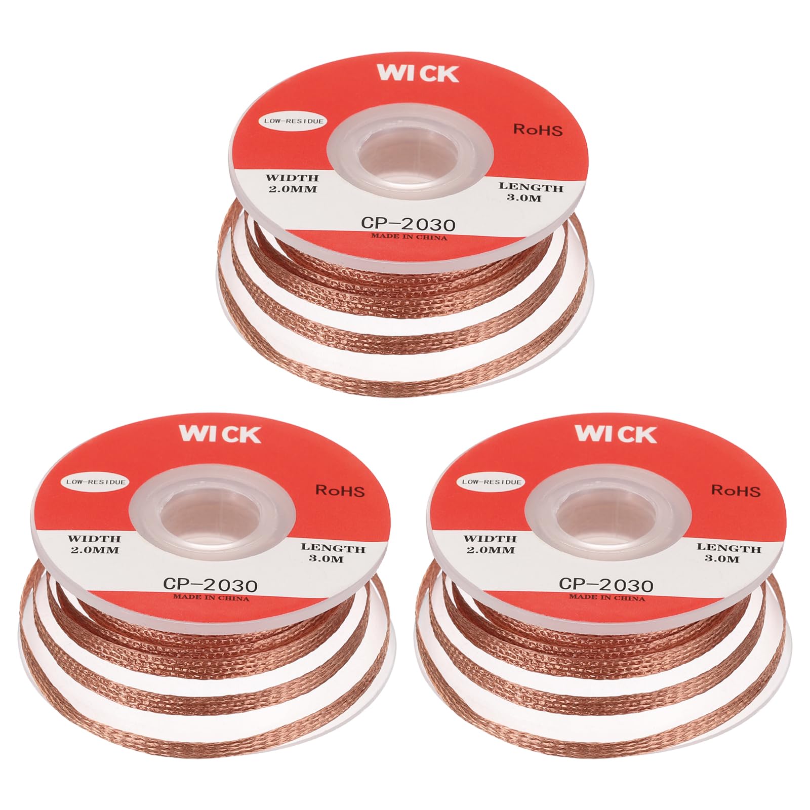 MECCANIXITY Solder Wick Braid No-Clean Desoldering Wick Braid 0.08 Inch Width 10 Feet Length for Remove the Solder Electrical Components 3 Pack