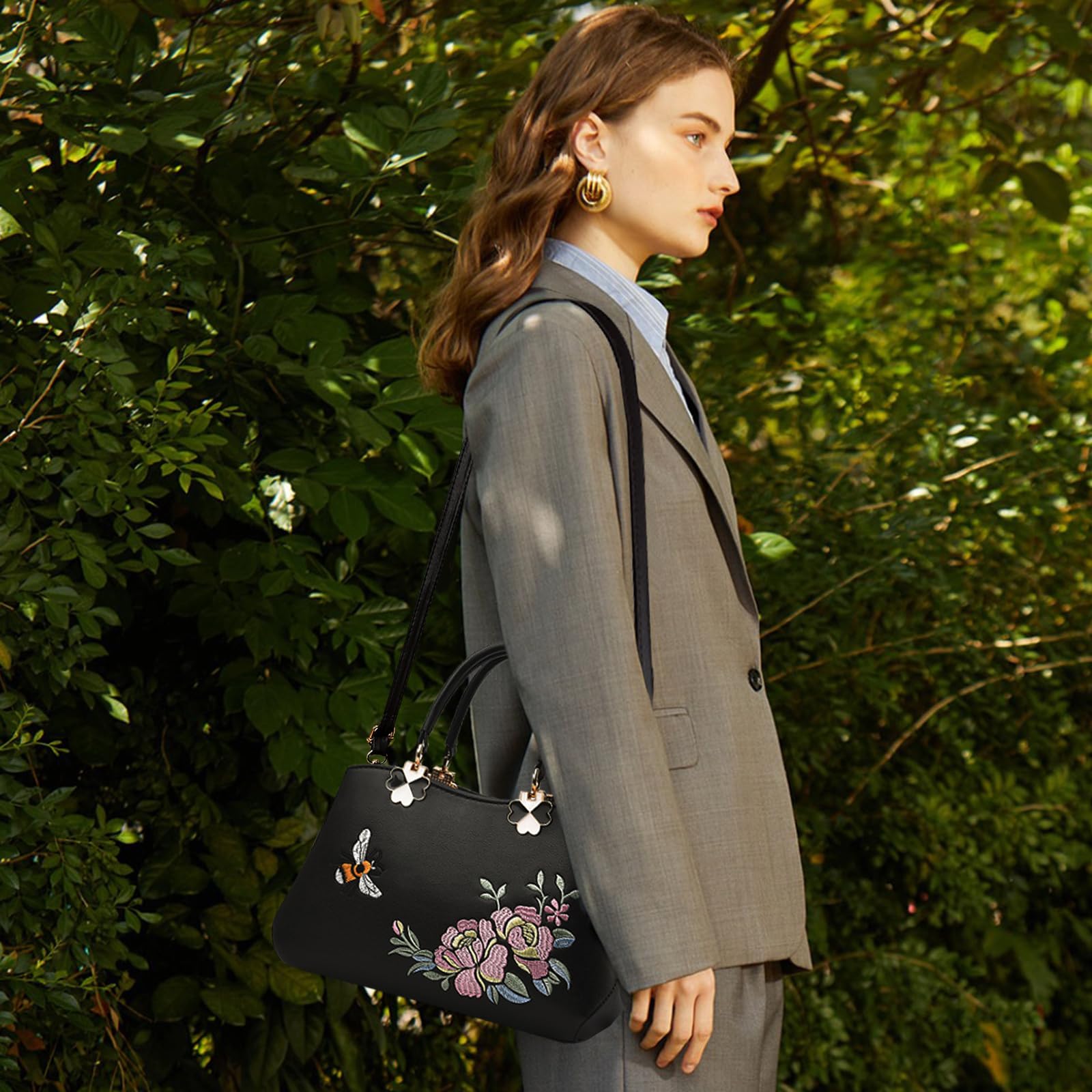 NICOLE&DORIS Donne Borse a mano Retro Borsa a tracolla Le signore Moda Borsa a tracolla Borsa Totalizzatore Ricamo