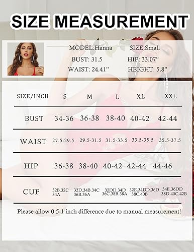 Miniatura 6 de Avidlove Lencería para mujer sexy de encaje con cadena en V, lencería de peluche con diamantes de imitación recortada de una pieza babydoll camisón