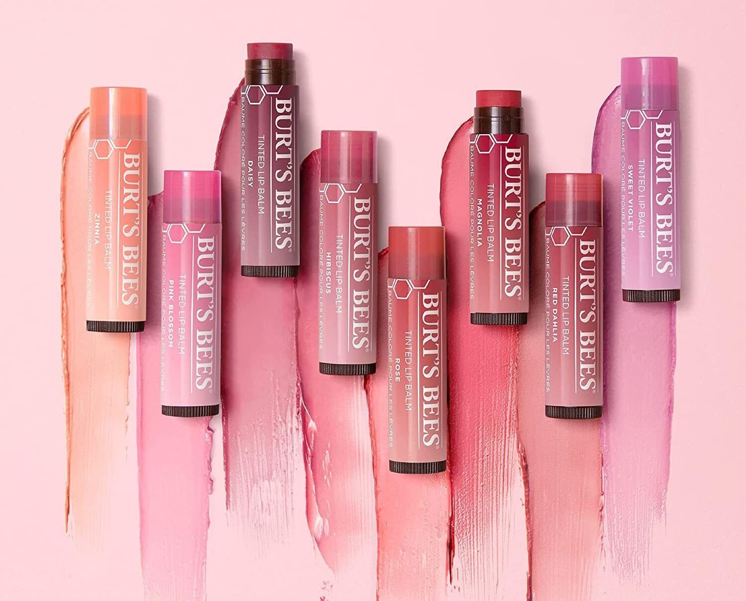 Burt's Bees6 Pack Tinted Lip Balm Assorted Gift Pack - Pink Blossom, Rose, Red Dahlia, Magnolia, Sweet Violet, Daisy, Hibiscus, Choosen at Random