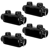 Vista 1 de OHLECTRIC Conector de cable en línea aislado, empalme negro (paquete de 4) 2–14 AWG, tornillo hexagonal de 5/32 ″, inhibidor de óxido prellenado