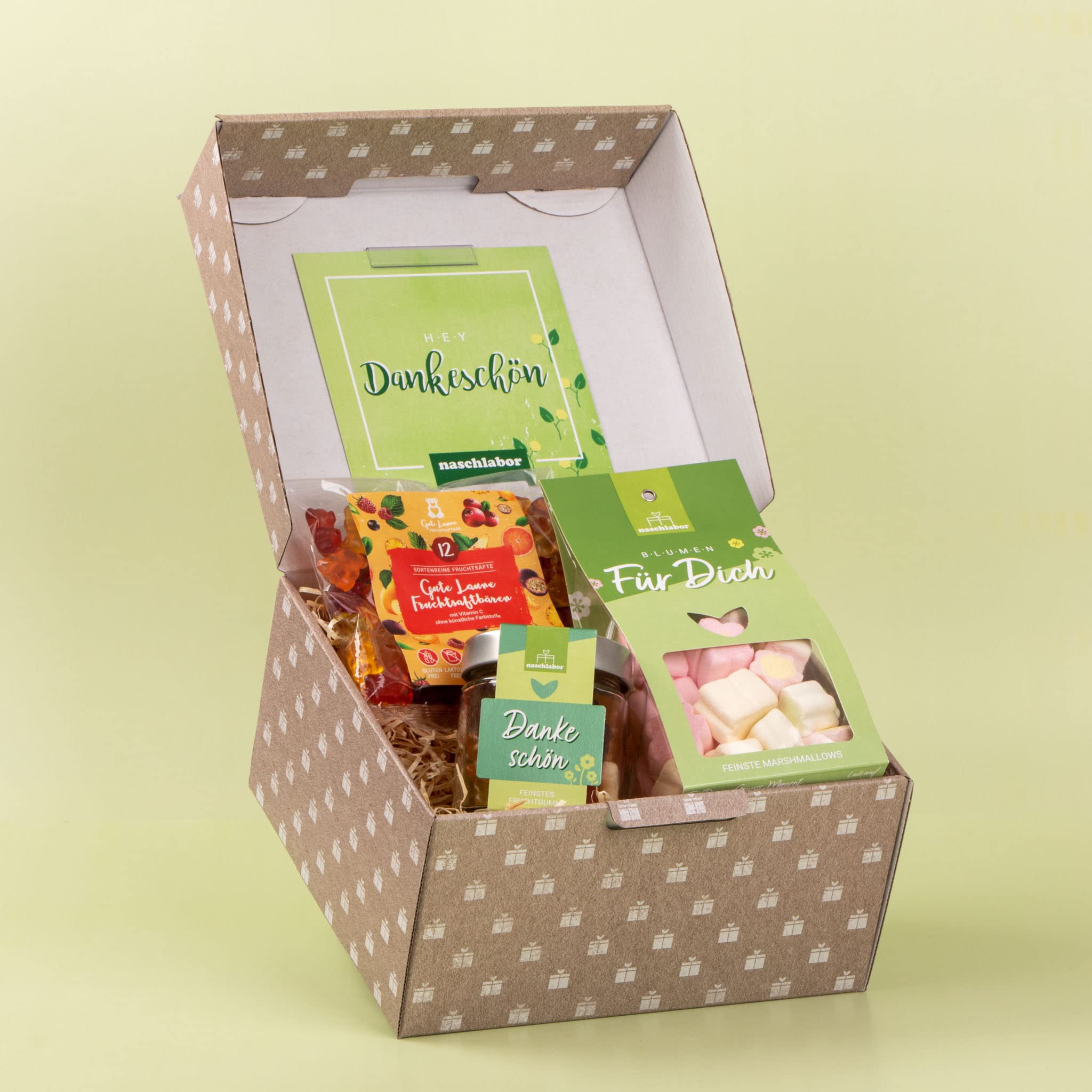 naschlabor | Dankeschön Geschenkbox | Einfach mal von Herzen | Ein kleines mit verschiedenen Leckereien | Geschenk zum Danke sagen an Freunde, Kollegen, Bekannte oder Familie