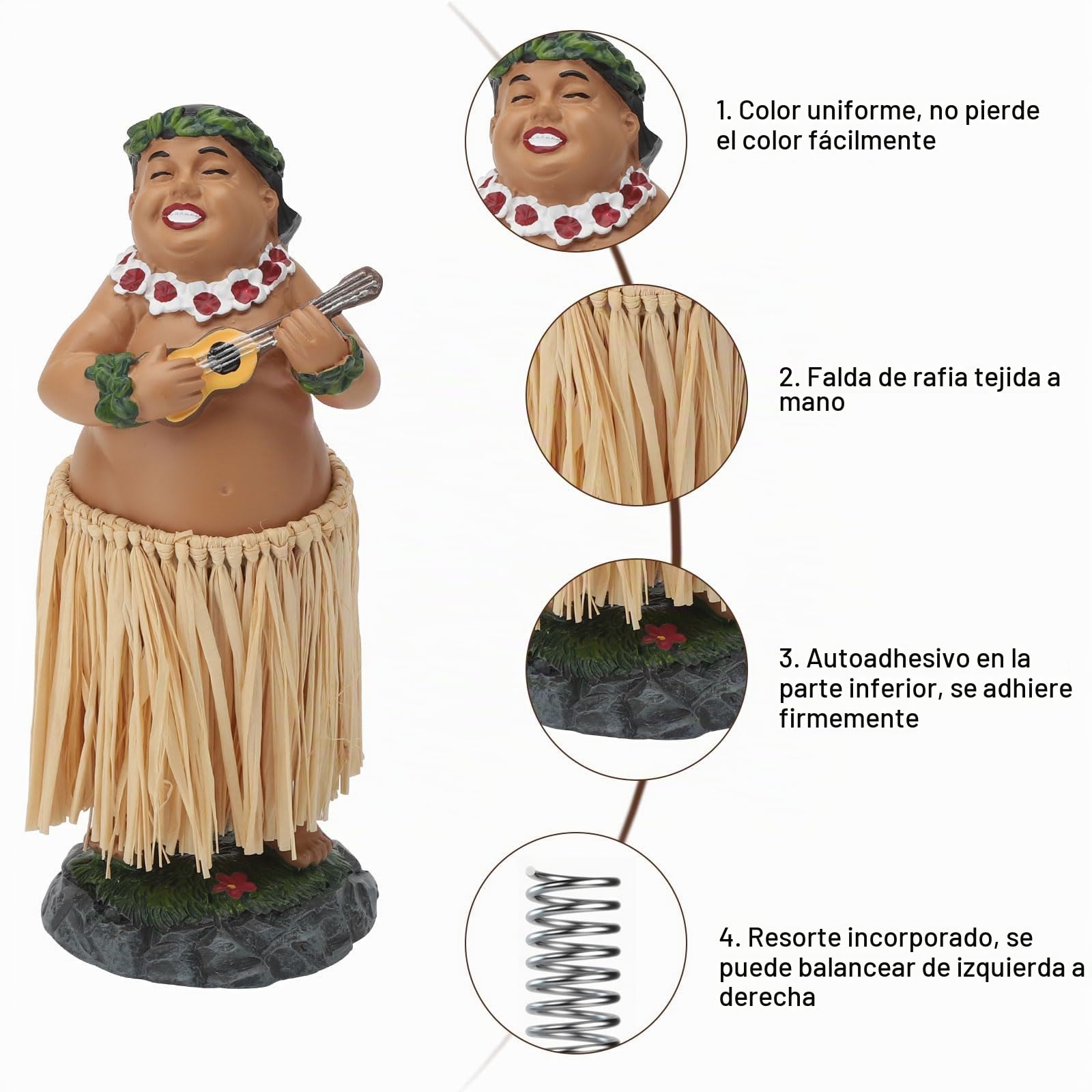 VOSSOT Muñeca Hawaiana para salpicadero, Coche de Bailarina Hawaiana, Muñeca Hawaiana de salpicadero Hawaiana, Dancing Girl Hawaiian Dashboard Doll Decoración para salpicadero de Coche, Mesa
