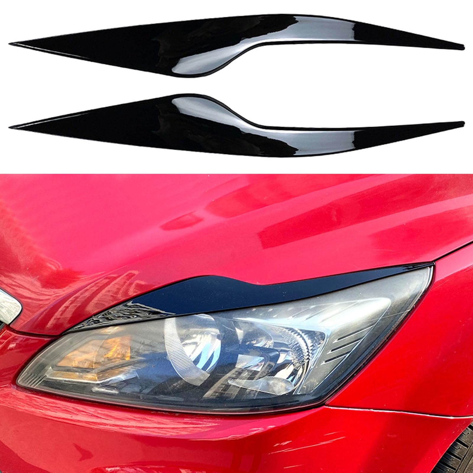 YPFYBHD Compatible with Ford Focus MK2.5 2008-2011, 1 Pair Car Headlight Eyebrow Eyelid Lamp Car Evil Eye Car Sticker Exterior Accessories Modification,Black