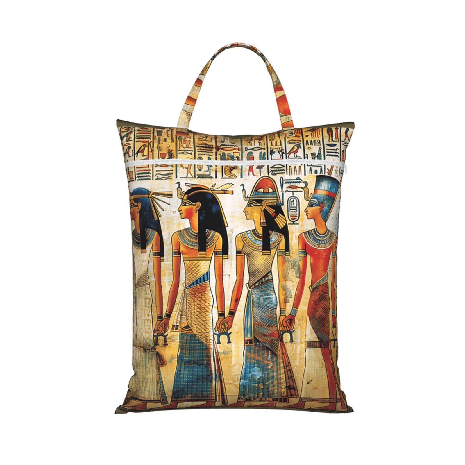 Large Travel Laundry Bags,women in ancient egypt Print with Handle Foldable Laundry Bag for Holidays Gym Swimming and Family Trips, 1Pcs