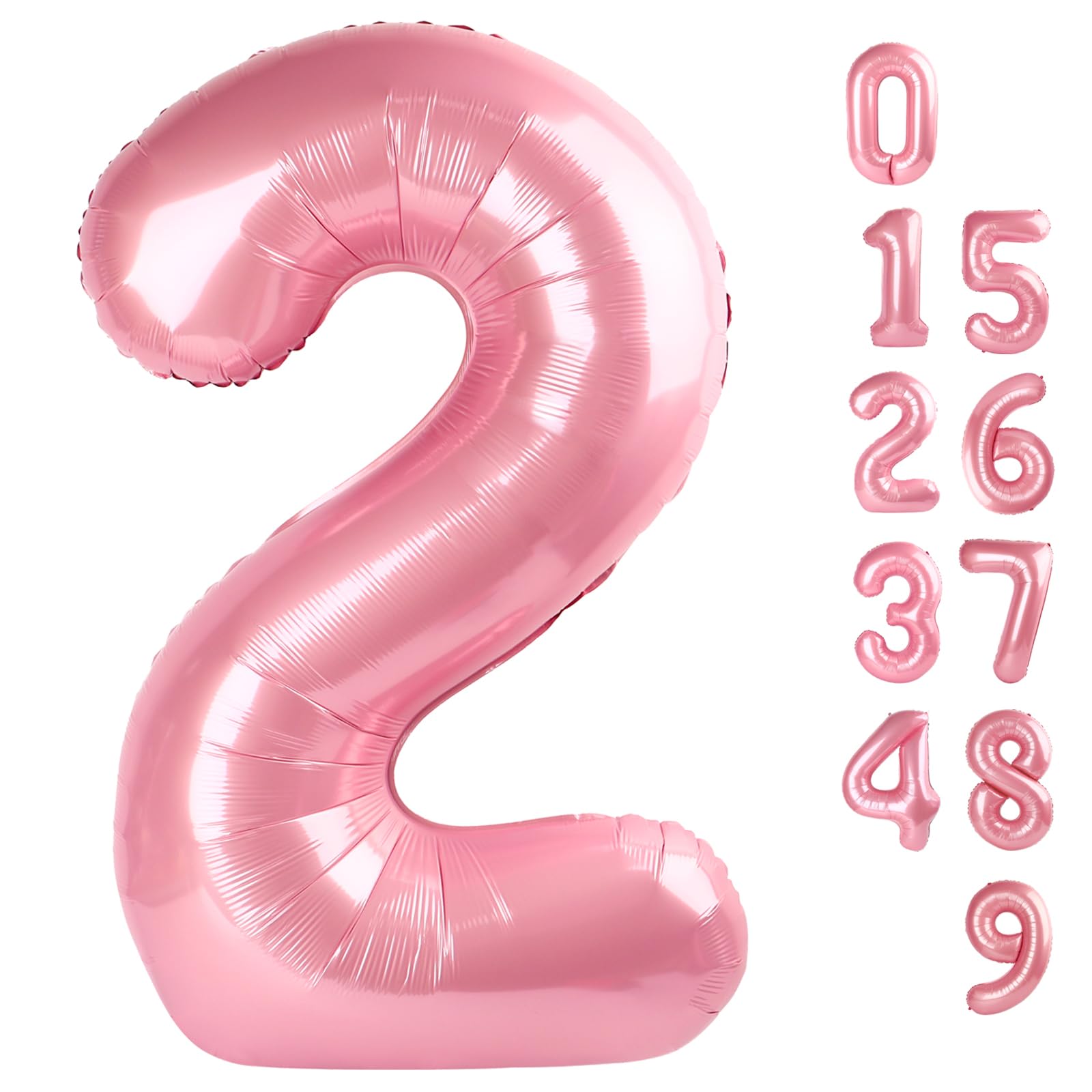 Photo 1 of 2 Numbers Balloon 40 Inch Pastel Pink Two Balloon Number Birthday Decor, 2nd 12 21st Party Celebration Decorations Graduations Wedding Baby Shower