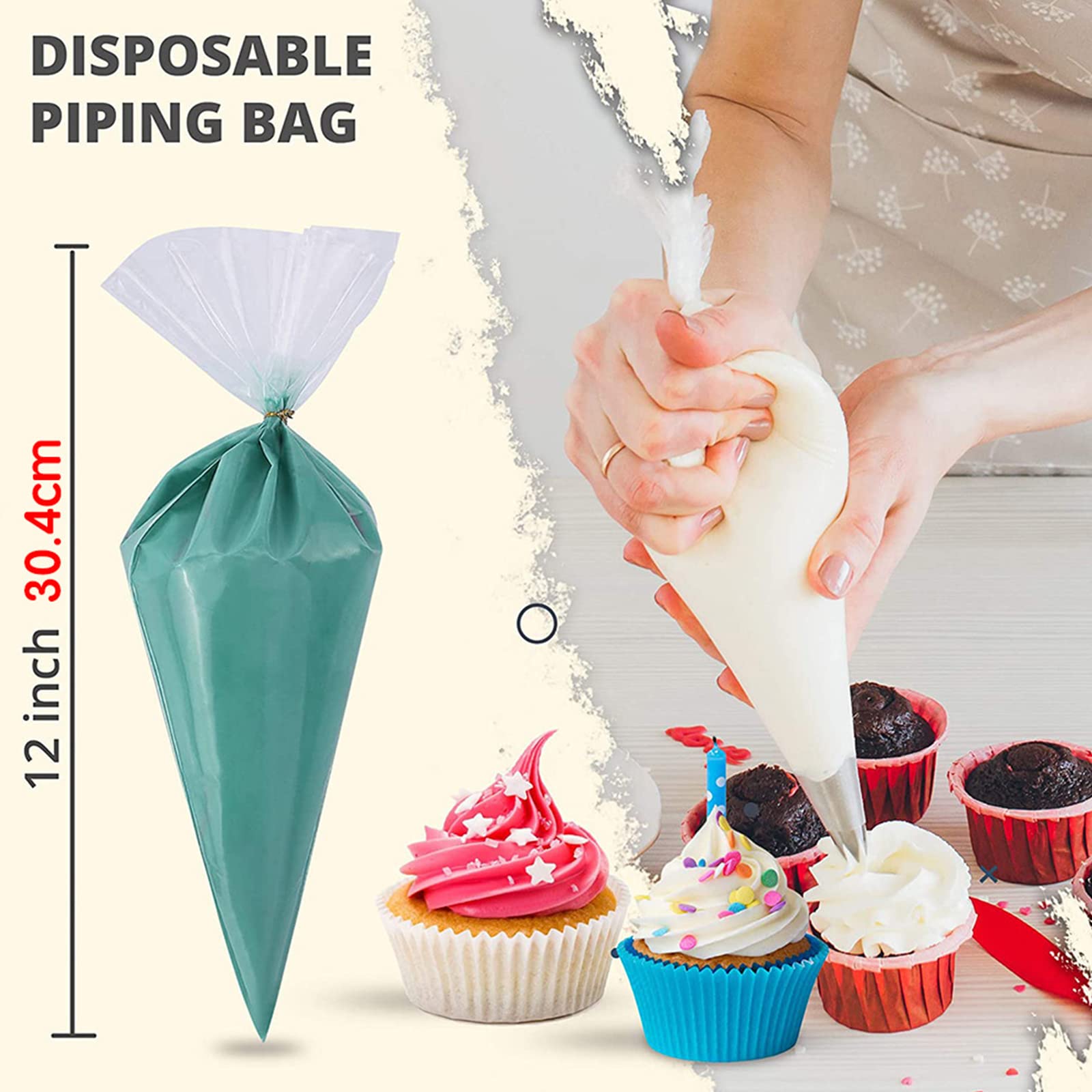 EUGENEKELLY Lot De 100 Poches à Douille Transparentes Avec B