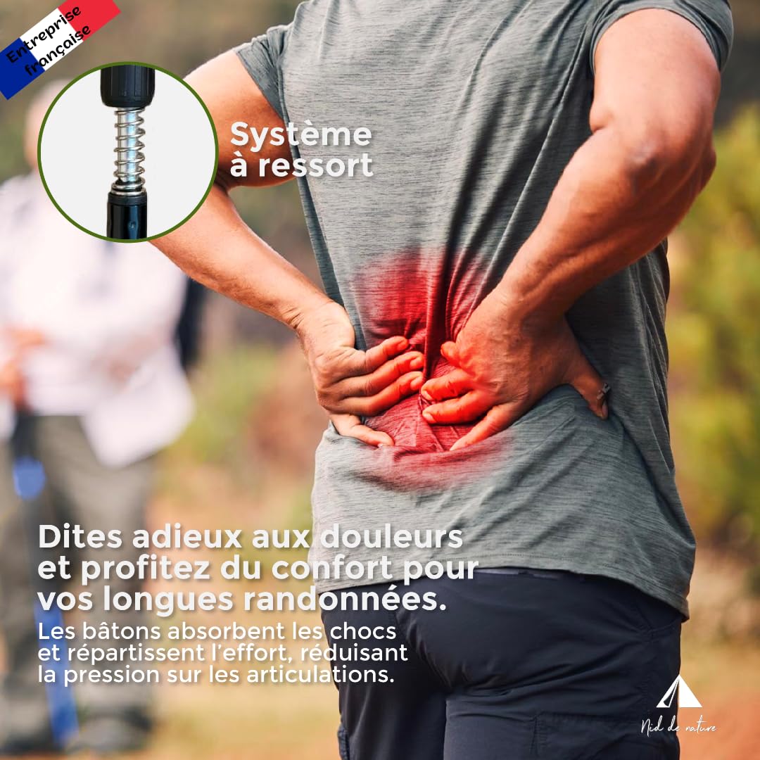Bâtons de randonnée : Paire télescopique en Fibre de Carbone, Canne rétractable réglable Homme Femmes, Accessoire Pliable Nordique, Accessoires Trail bâton de Marche Polyvalent