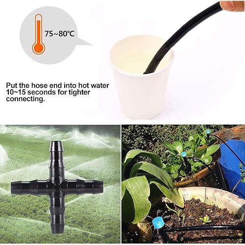 Miniatura 10 de Kalolary - Juego de 300 conectores de púas para riego, conectores de púas para riego por goteo de 14 pulgadas, kit de accesorios de tubería para