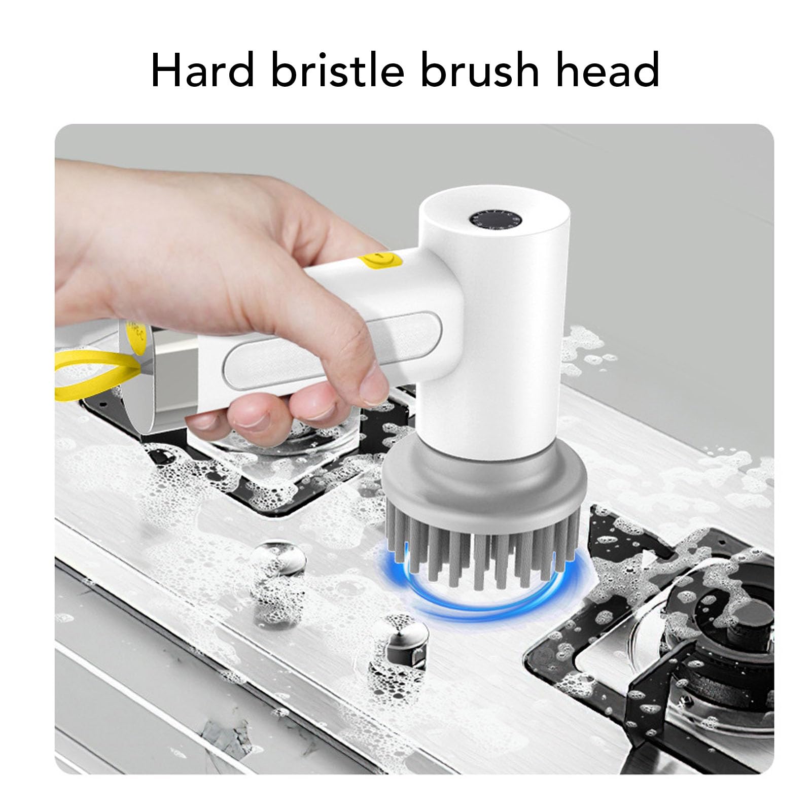 Zerodis Elektro-Spin-Scrub Ber, Schnur Lose Rotierende Dusch Reinigungs Bürste mit 3 Austauschbaren Köpfen für Badewanne Küchen Wand Fenster Boden (White)
