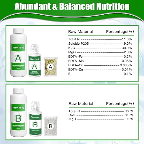 Miniatura 7 de Alimento hidropónico para plantas de 20.3 fl oz, alimento para plantas de interior A&B para sistema hidropónico y plantas de interior en maceta, kit