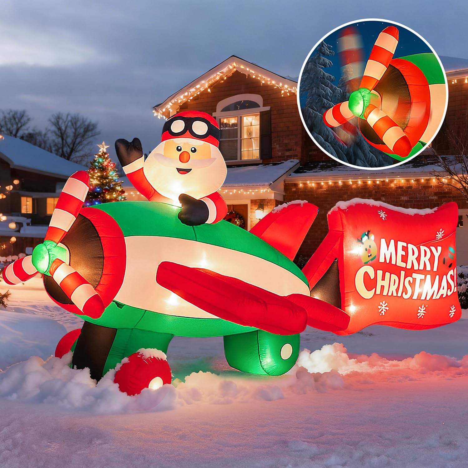 Amazon.com: 10.5 FT Animated Christmas Inflatables Santa Claus on
