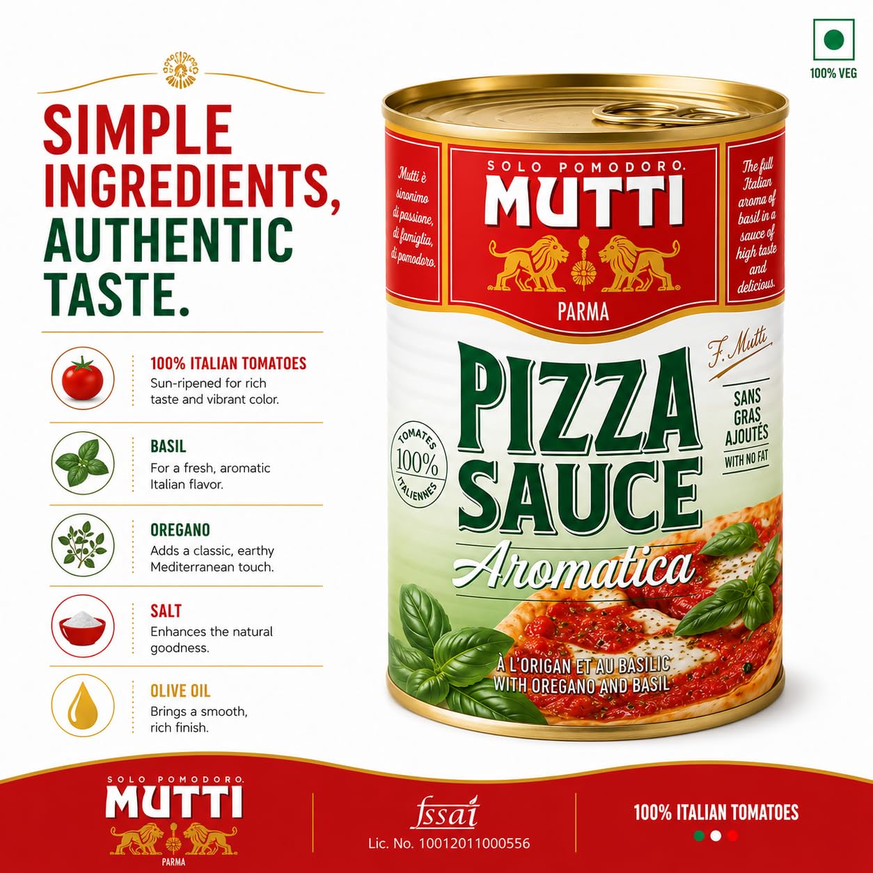 Mutti Pizza Sauce - Spicy Tin, 400g Pack 2