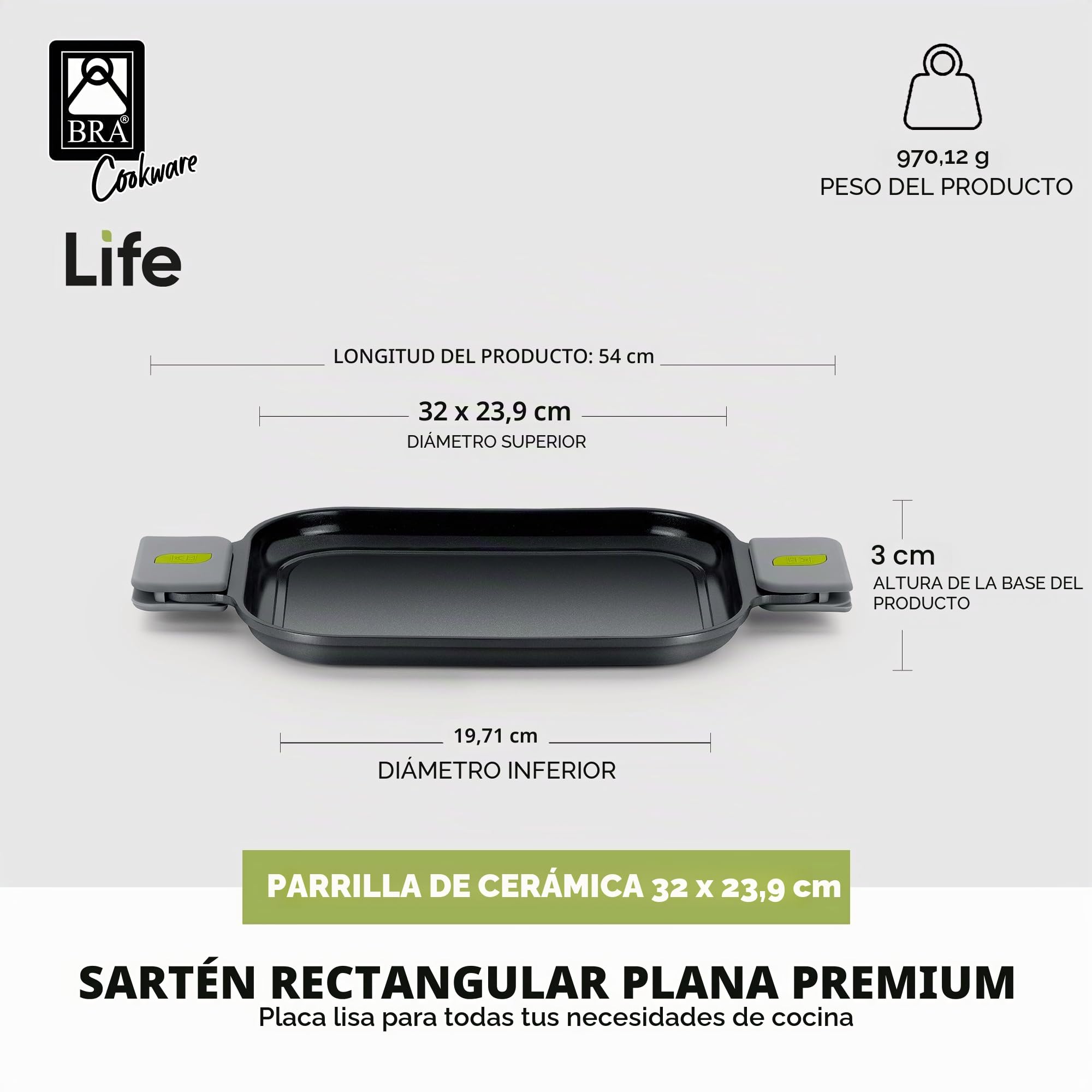 BRA Plancha Lisa Aluminio Fundido Life ø 40 Cm