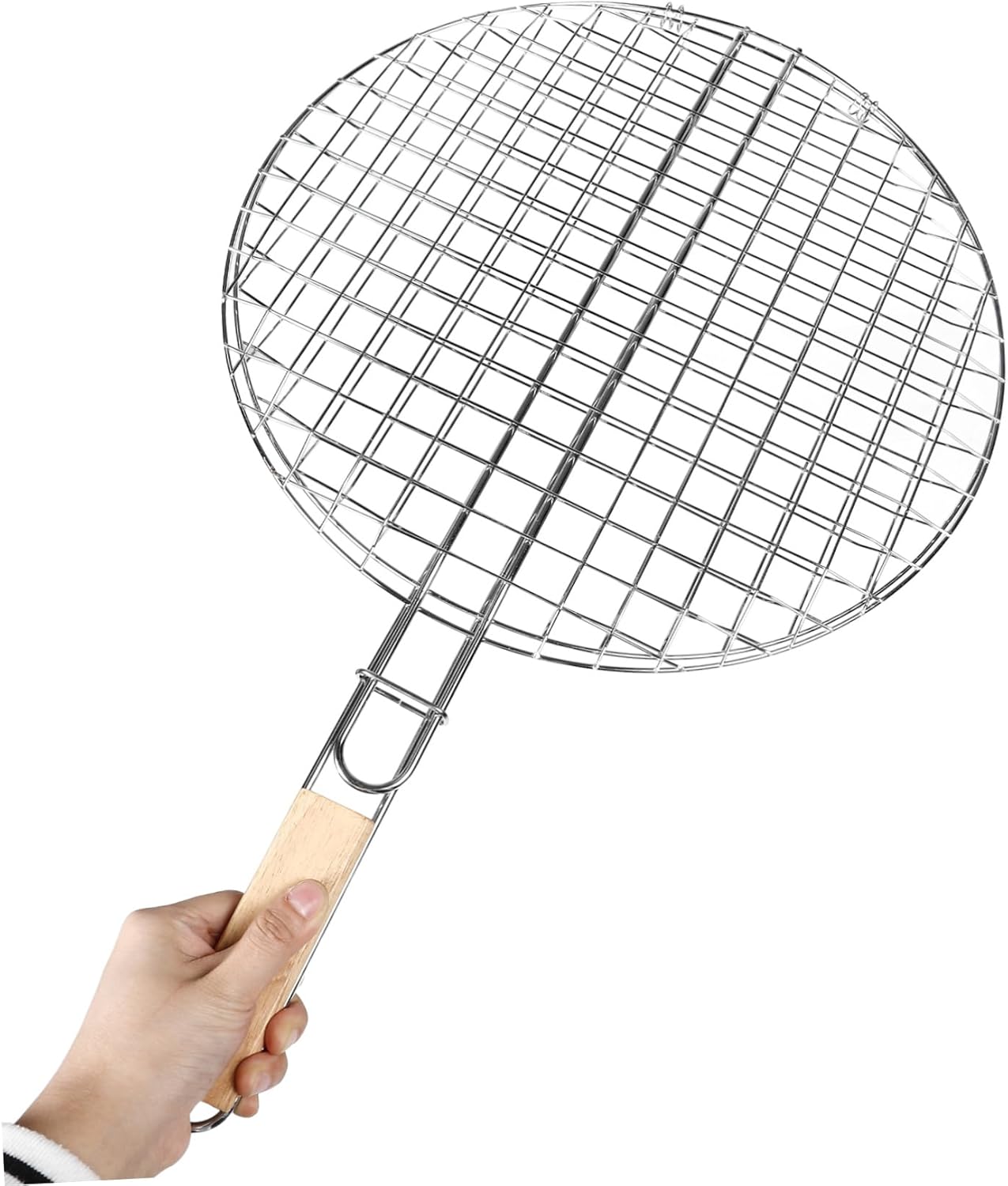 POPETPOP Portable Bbq Grill Rack Round Grilling Basket Outdoor Cooking Rack Rolling Grillings for Seafood and Meat
