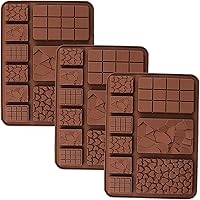 Vista 1 de ROTADM - Juego de moldes de silicona para chocolate con forma mixta, 3 piezas de mini gofre, corazón y barra cuadrada para barras de proteínas