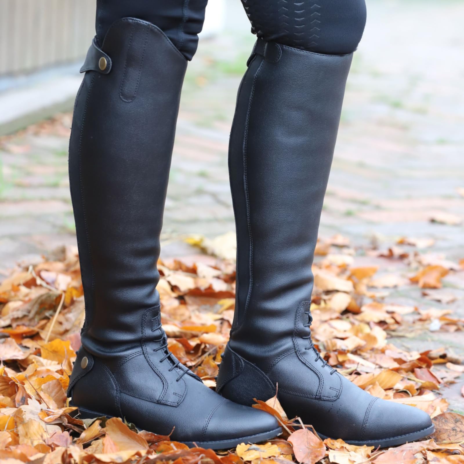 RL24 - Winter Reitstiefel für Damen Calgary – warme Damenstiefel zum Reiten – Stiefel aus Kunstleder mit Teddyfell & Reißverschluss – Winterstiefel in schwarz – Größe 36-42